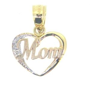 MOM  with Heart Frame & Diamond Pendant 10KT/12MM   *CLEARANCE- FINAL SALE*
