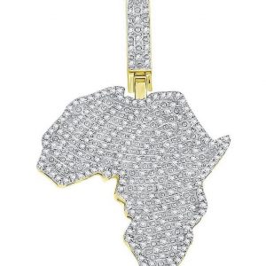 .65TCW Diamond Micro Pave Africa Pendant 10KT/30MM
