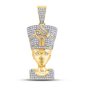 .65TCW Diamond Micro Pave Nefertiti Pendant 10KT/28MM