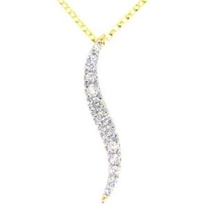 .33tcw Diamond Curved Stick Pendant with 18" Chain 10KT/26MM