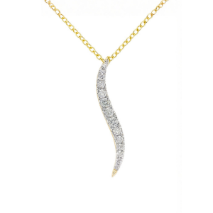 .33tcw Diamond Curved Stick Pendant with 18" Chain 10KT/26MM