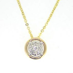.10tcw Diamond Cluster Donut Pendant with 18" Chain 10KT/8MM