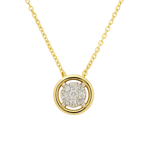 .10tcw Diamond Cluster Donut Pendant with 18" Chain 10KT/8MM