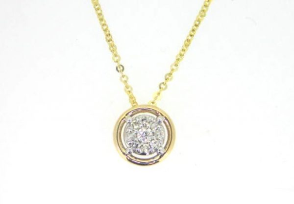 .10tcw Diamond Cluster Donut Pendant with 18" Chain 10KT/8MM