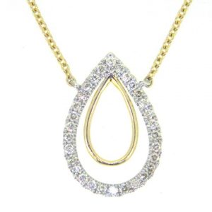 .20tcw Diamond Pear Shape Pendant 18" Necklace 14KT/16MM