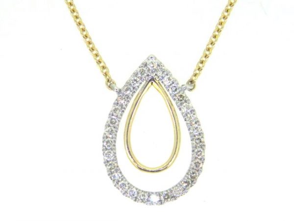 .20tcw Diamond Pear Shape Pendant 18" Necklace 14KT/16MM