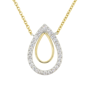 .20TCW Diamond Pear Shape Pendant 18" Necklace 14KT/16MM