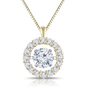 .25tcw Dancing Diamond Round Pendant with 18" Chain 14KT/10MM