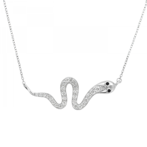 .25TCW Diamond Snake 18" Necklace 10KT WG/26MM