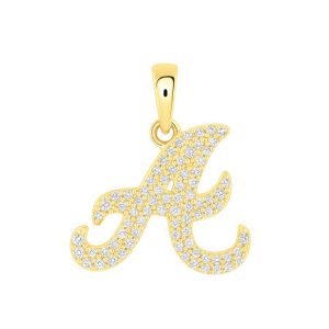 A Initial .20TCW Diamond Script Initial Pendant 10KT/14MM
