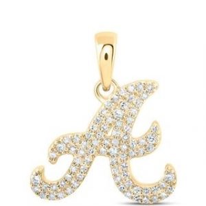 A Initial .20TCW Diamond Script Initial Pendant 10KT/14MM