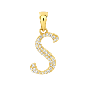 S Initial .10TCW Diamond Script Initial Pendant 10KT/14MM