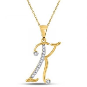 K Initial .08TCW Diamond Script Initial Pendant 10KT/18MM    *CHAIN SOLD SEPARATELY*