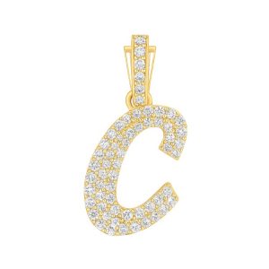 C Initial .25TCW Diamond Script Initial Pendant 10KT/14MM