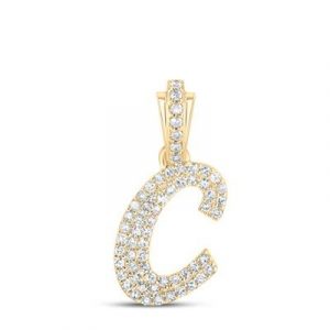 C Initial .25TCW Diamond Script Initial Pendant 10KT/14MM