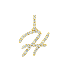 H Initial .20TCW Diamond Script Initial Pendant 10KT/12MM