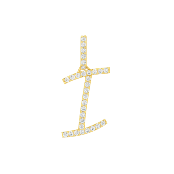 I Initial .12TCW Diamond Script Initial Pendant 10KT/12MM