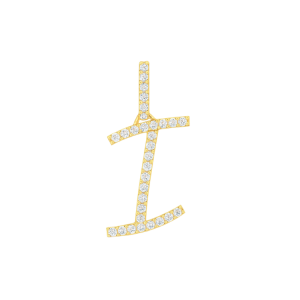 I Initial .12TCW Diamond Script Initial Pendant 10KT/12MM