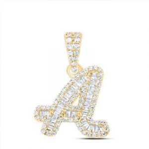 A Initial .33TCW Diamond Script Initial Pendant 10KT/15MM