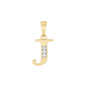 J Initial .05TCW Diamond Block Initial Pendant 10KT/10MM