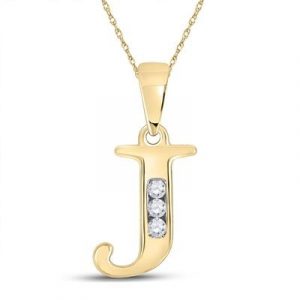 J Initial .05TCW Diamond Block Initial Pendant 10KT/10MM    *CHAIN SOLD SEPARATELY*