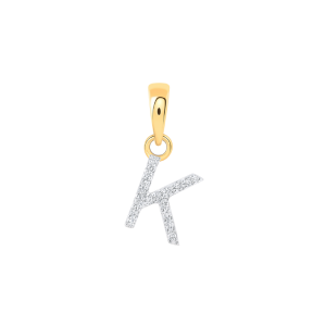 K Initial .10TCW Diamond Single Row Block Pendant 10KT/10MM