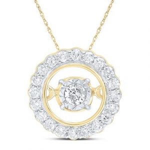 .20TCW Diamond Dancing Round Pendant with 18" Chain 10KT