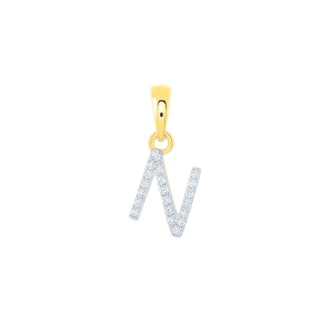 N Initial .05TCW Diamond Single Row Mini Block Pendant 10KT/6MM