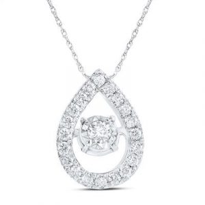 .17TCW Diamond Dancing Pear Shape Pendant with 18" Chain 10KT WG
