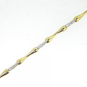 .15TCW/9 Diamond Bamboo Link & Double Cable Link 8" Bracelet 14KT