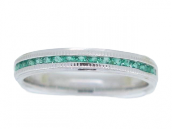 Genuine Emerald Channel Set Eternity Band 10KT WG/SIZE 6.5   *NOT SIZABLE*    **CLEARANCE-FINAL SALE**