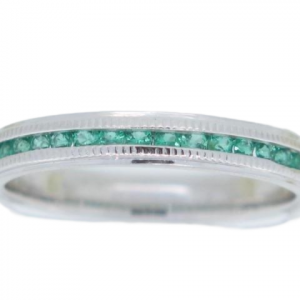 Genuine Emerald Channel Set Eternity Band 10KT WG/SIZE 6.5   *NOT SIZABLE*    **CLEARANCE-FINAL SALE**