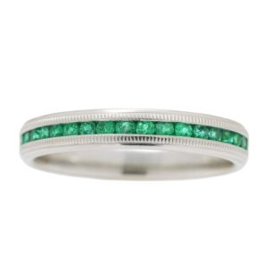 Genuine Emerald Channel Set Eternity Band 10KT WG/SIZE 6.5   *NOT SIZABLE*    *CLEARANCE-FINAL SALE*