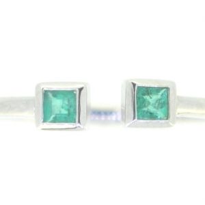 Genuine Emerald Princess Cut Split Shank Stacking Ring 10KT WG     **CLEARANCE-FINAL SALE**
