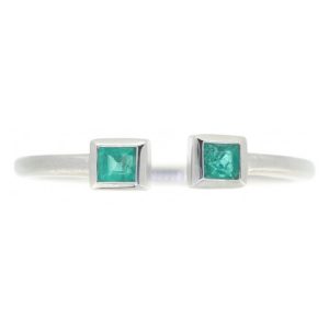 Genuine Emerald Princess Cut Split Shank Stacking Ring 10KT WG     **CLEARANCE-FINAL SALE**