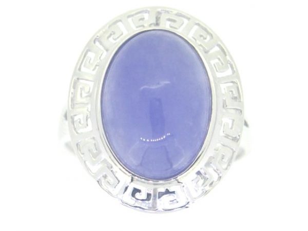 Genuine Lavender Jade 14X10 Greek Key Frame Ring 14KT WG  **Colour & Quality Enhanced**  *CLEARANCE-FINAL SALE*