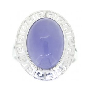 Genuine Lavender Jade 14X10 Greek Key Frame Ring 14KT WG **Colour & Quality Enhanced** *CLEARANCE-FINAL SALE*