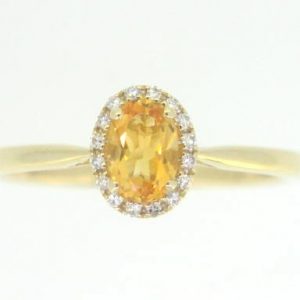 Genuine Citrine Oval 6x4 & Diamond Halo Ladies Ring 10KT