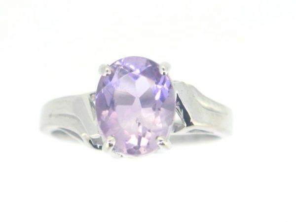 Genuine Rose de France Amethyst Oval 9x7 Ladies Ring Sterling Silver