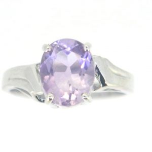 Genuine Rose de France Amethyst Oval 9x7 Ladies Ring Sterling Silver