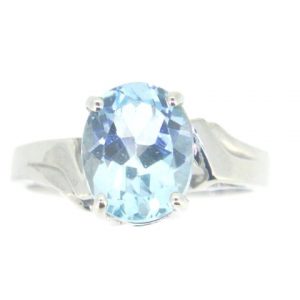 Genuine Sky Blue Topaz Oval 9x7 Ladies Ring Sterling Silver