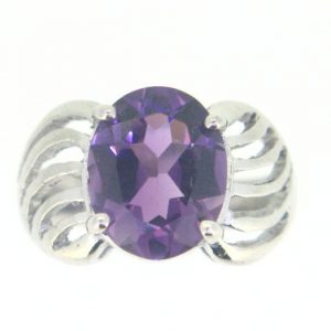 Genuine Amethyst Oval 11x9  Ladies Ring Sterling Silver