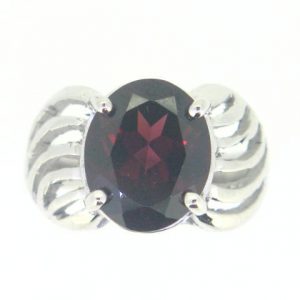 Genuine Garnet Oval 11x9  Ladies Ring Sterling Silver