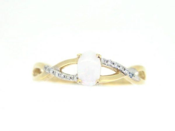Genuine Opal 6x4 & .05TCW Diamond Accented Infinity Design Ladies Ring 10KT