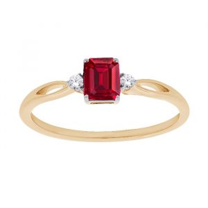 Gen Ruby Emerald Cut & .03tcw Diamond Ladies Ring 10KT