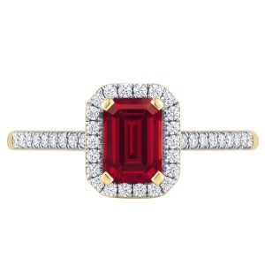 Gen. Ruby 6x4 & .15tcw Diamond Ladies Ring 14KT