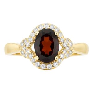 Gen. Garnet Oval 8x6 & .10TCW Diamond Ladies Ring 10KT