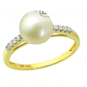 7.5-8MM Cultured Pearl & .07tcw Diamond Accented Ladies Ring 10KT