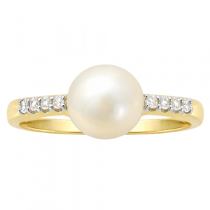 7.5-8MM Cultured Pearl & .07tcw Diamond Accented Ladies Ring 10KT