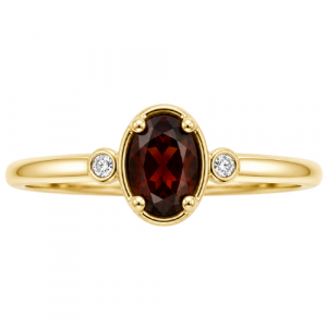 Gen. Garnet 6x4mm & .04tcw Diamonds Ring 10KT